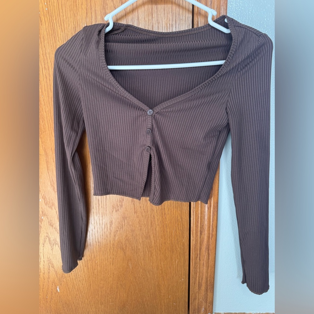 SHEIN size XS brown knit crop long sleeve